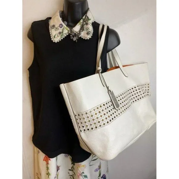 ralph lauren bag shoulder white leather tote - Picture 8 of 11